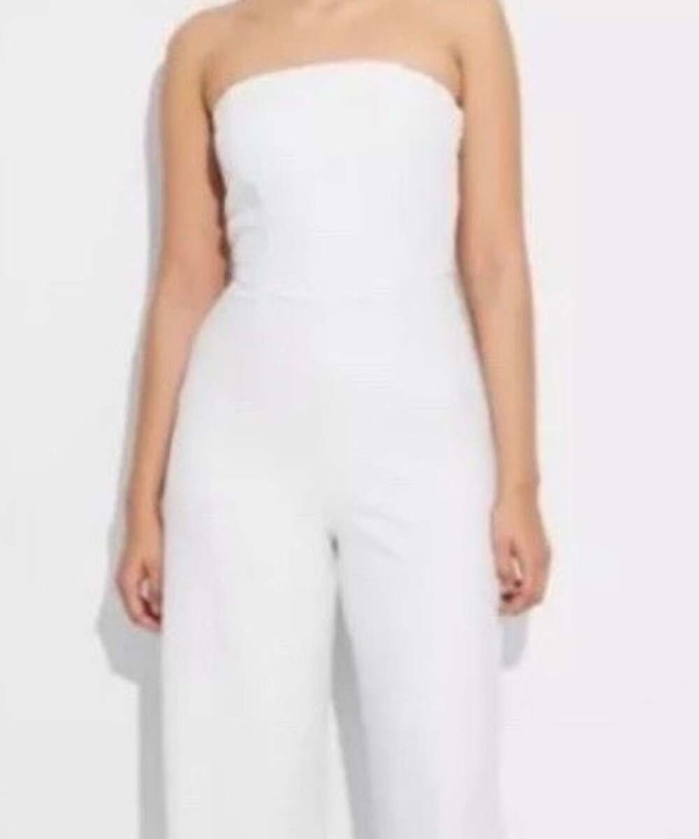 Wild Fable White Strapless Wide Leg Jumpsuit Size M